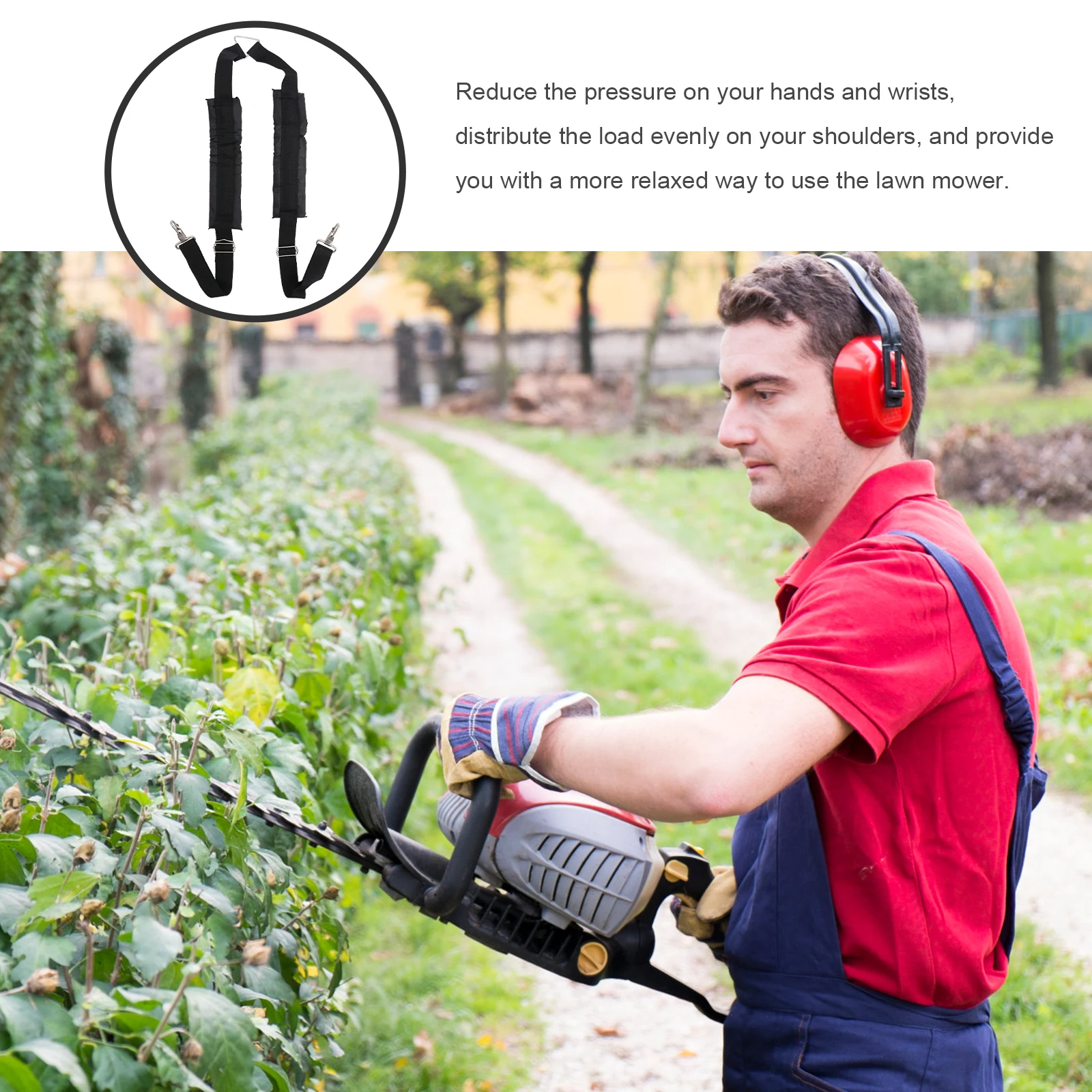 

2 pcs LawnMowerShoulderHarness PaddedTrimmerStrap DoubleAdjustable DurableGardenToolAccessory GrassCutterStrapTools