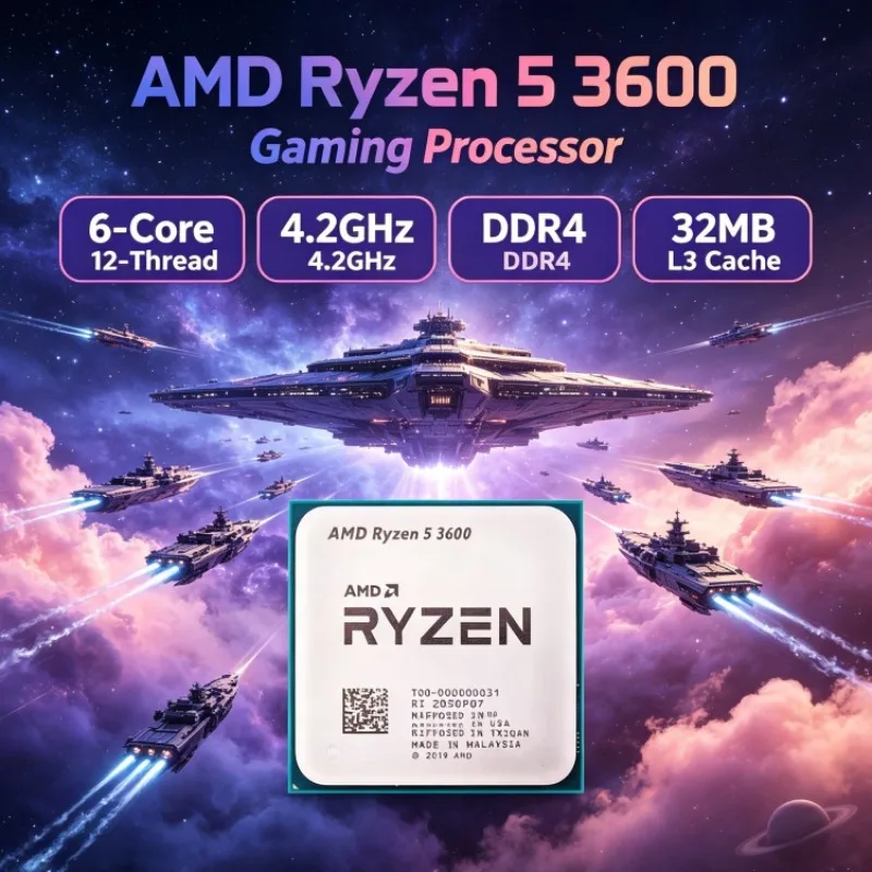 AMD Ryzen 5 3600 R5 6-Core 12-Thread Socket AM4 3.6GHz Up to 4.2GHz L3=32M 7nm 65W DDR4 PCIe 4.0 Gaming Processor for Gaming