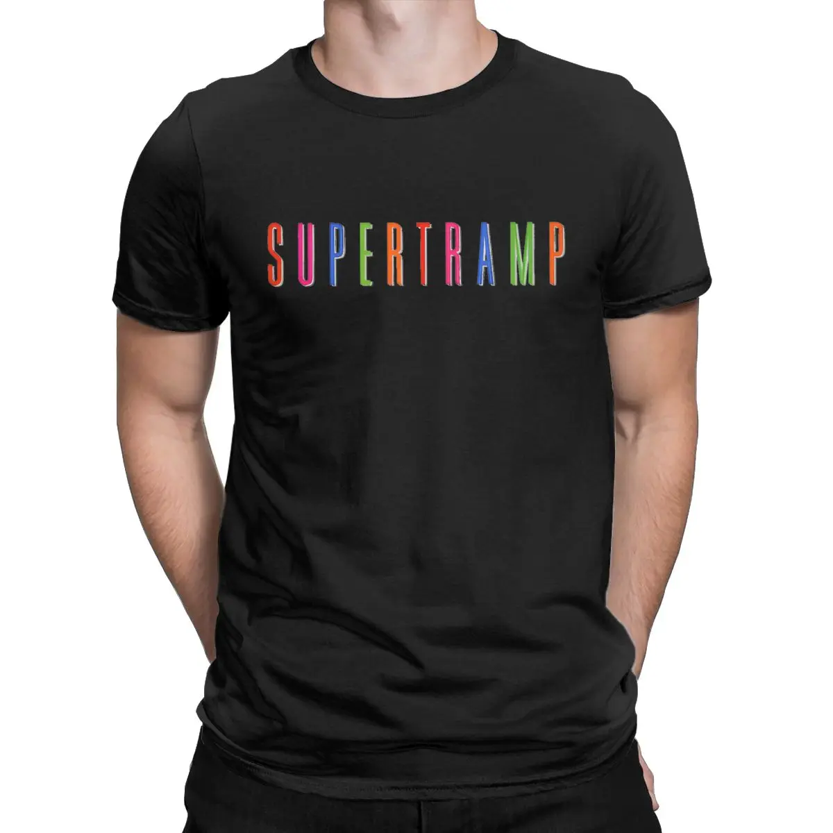 Supertramp Men's T Shirt Prog Progressive Music Band Yes Vintage Tees Short Sleeve Crewneck T-Shirt Pure Cotton Gift Clothes