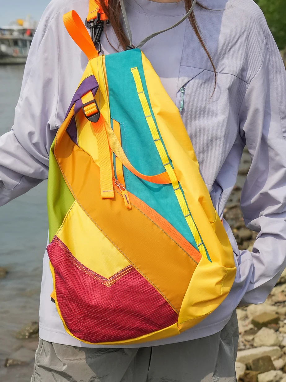 ドーパミンカラーコントラスト大容量軽量トラベルバックパックアウトドアハイキング登山バッグユニセックスクロスボディバッグ