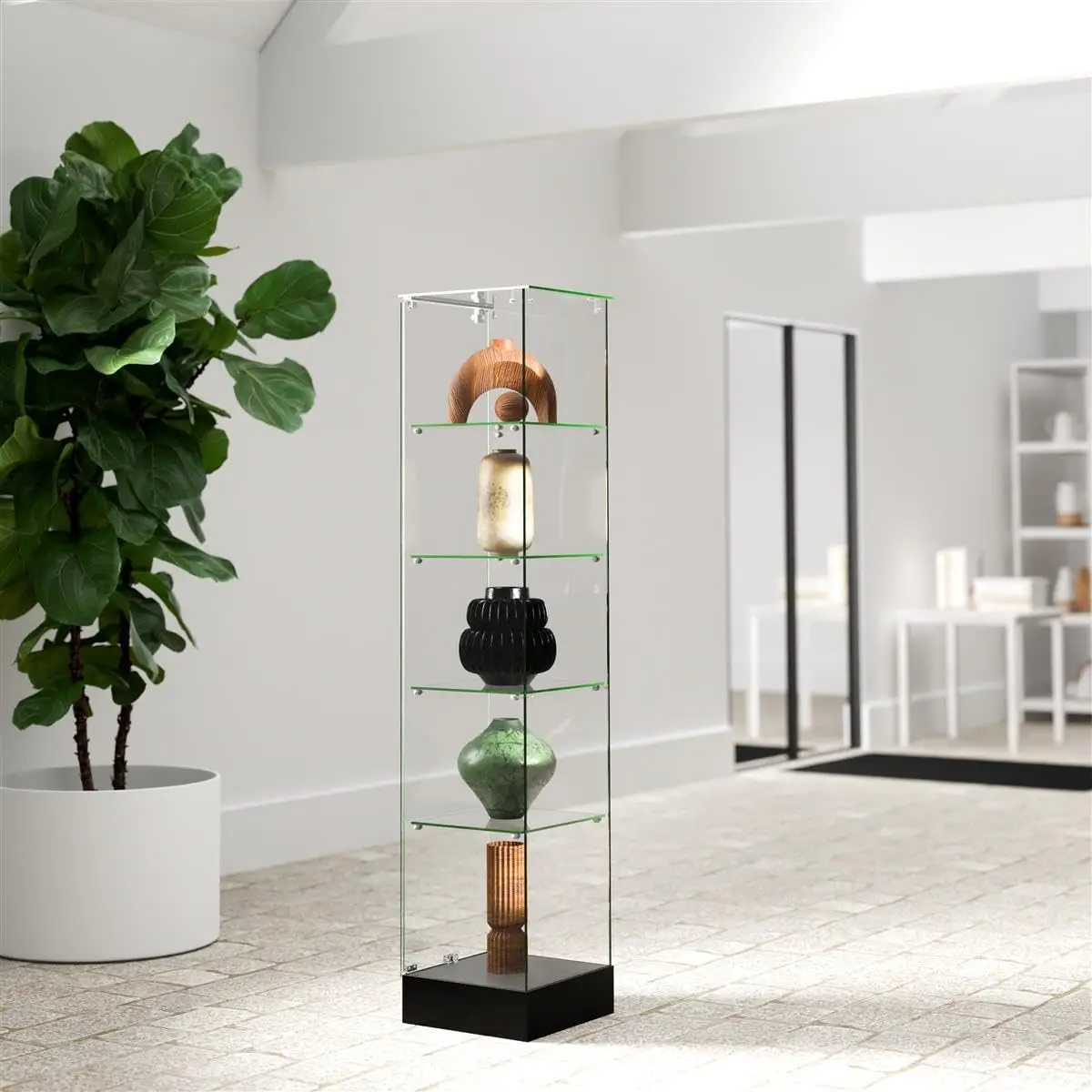 Glass Square Tower Display Case
