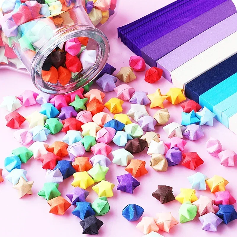 540Sheets Origami Stars Papers Strip Double Sided Lucky Colorful Folding Paper Decor Folding Star Strip DIY Arts Craft Supplies