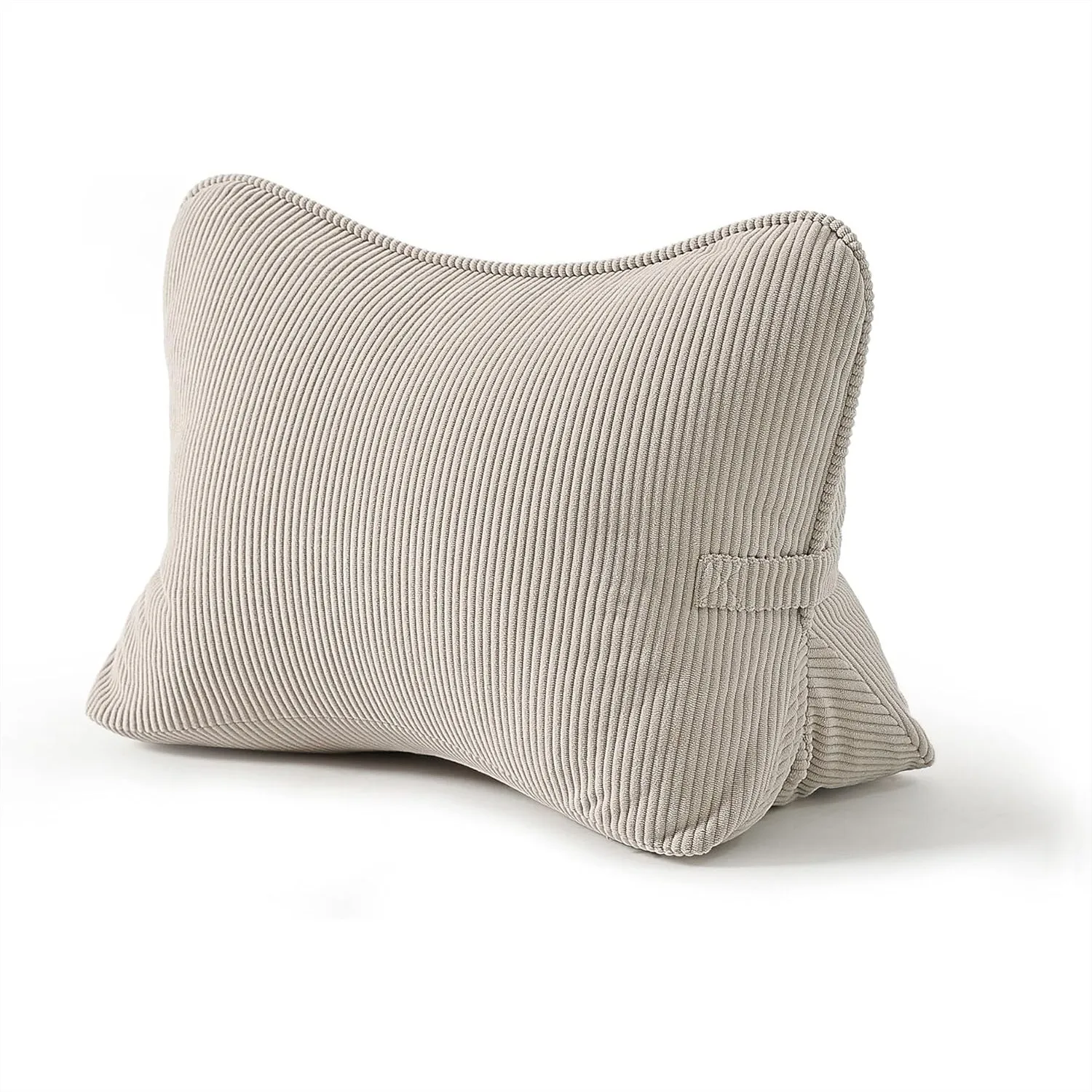 

Corduroy Lumbar Support Pillow for Sofa Bed Sitting, Ergonomic Triangle Cushion with Removable Washable Cover, Beige Gray