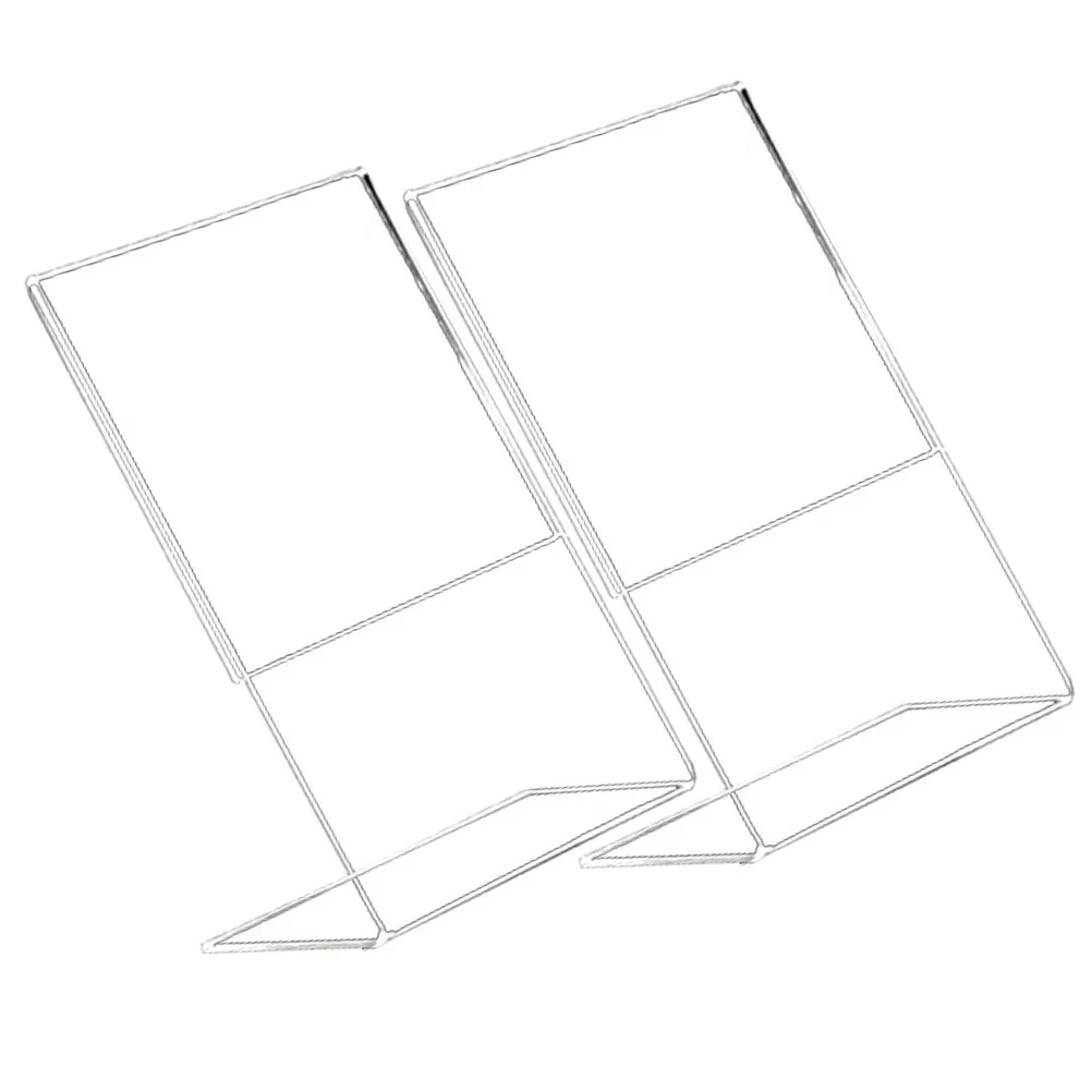 2Pcs Acrylic Sign Holder High Transparency Display Stand L-Shaped Desktop Menu Photo Rack Anti-Scratch Film Meeting Counter