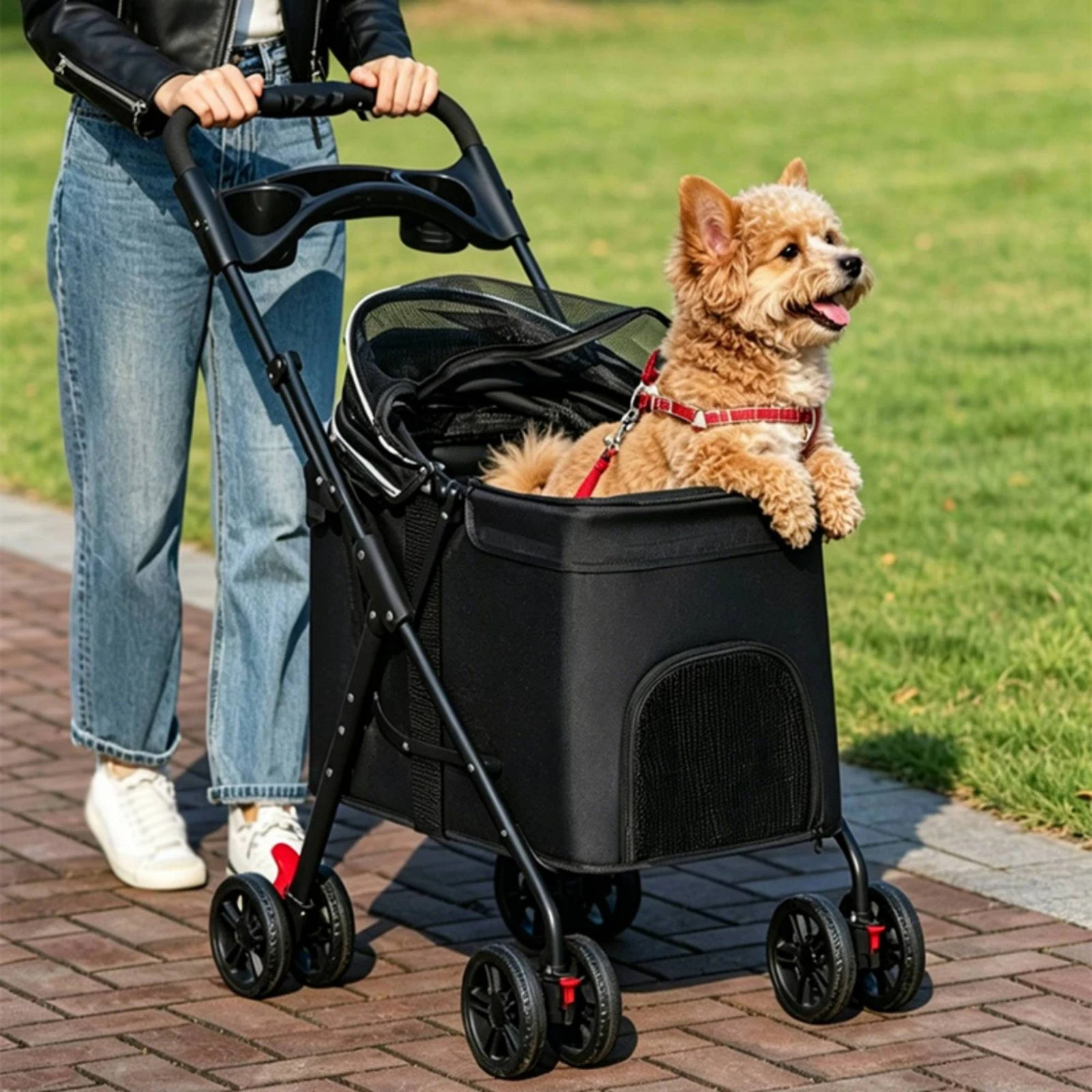

Foldable Pet Stroller Carrier Push Handle Pet Transport