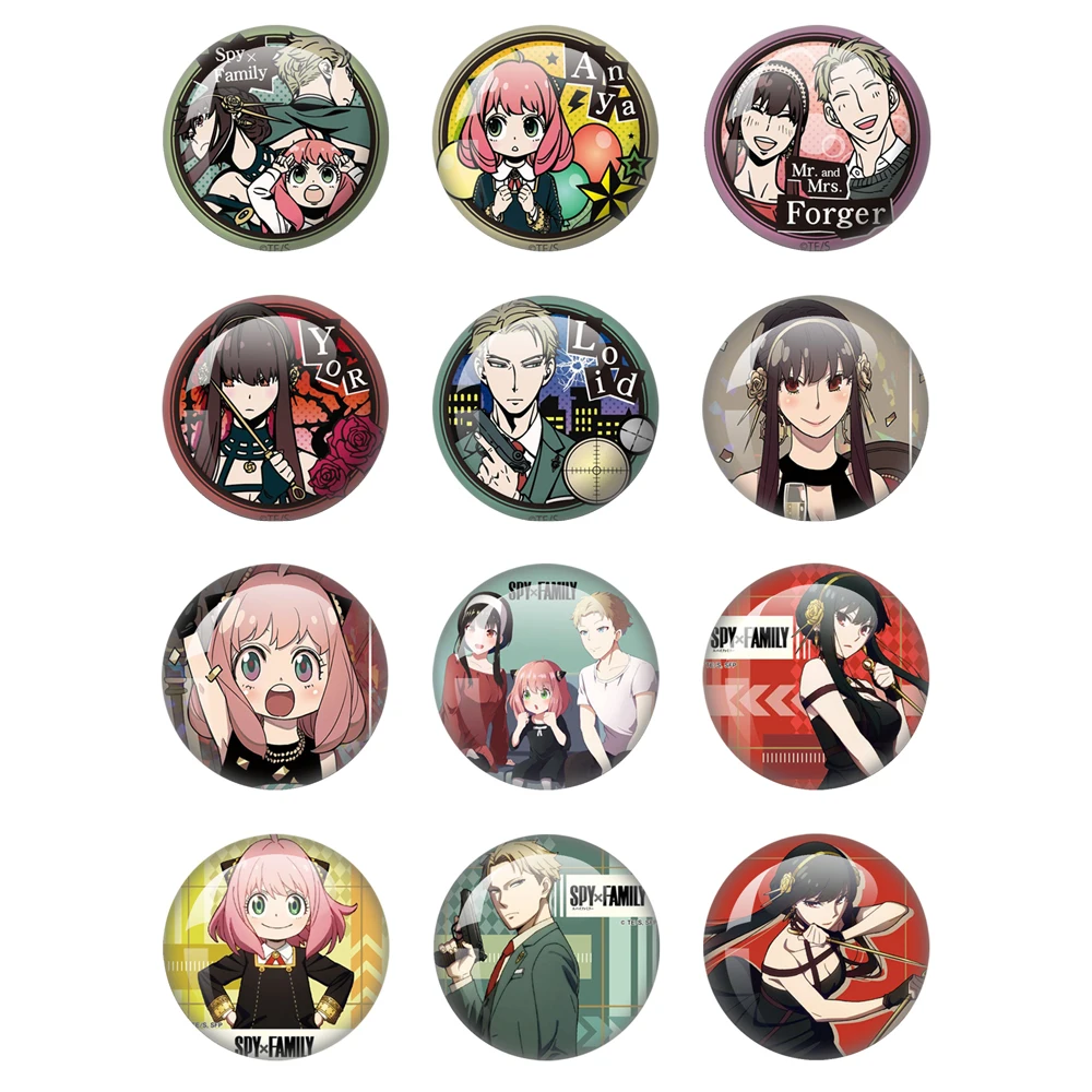 Anime Spy X Family Pin Loid Anya Yor Cospaly Cartoon Round Glass Photo 12mm-40mm Cabochon Demo Flat Back Making Findings