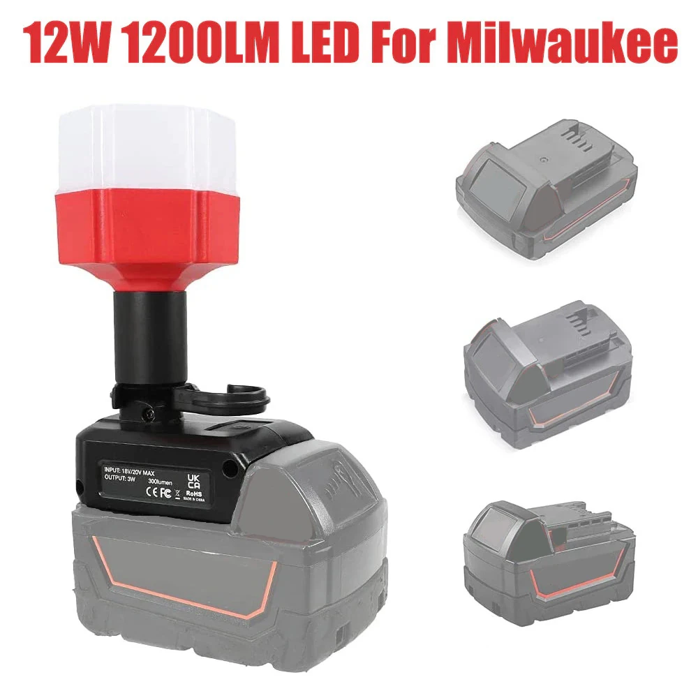 

12W LED For Milwaukee 14.4V-18V Li-ion Battery Portable Desk Lamp 1200LM Work Light Adapter Tool Reading Night Light Home Office