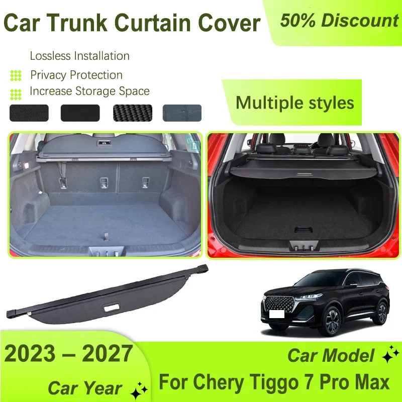 Car Cargo Cover For Chery Tiggo 7 Pro Max Ebro S700 Xcite X-7 DR 6.0 2023~2027 Retractable Shades Trunk Curtain Auto Accessories