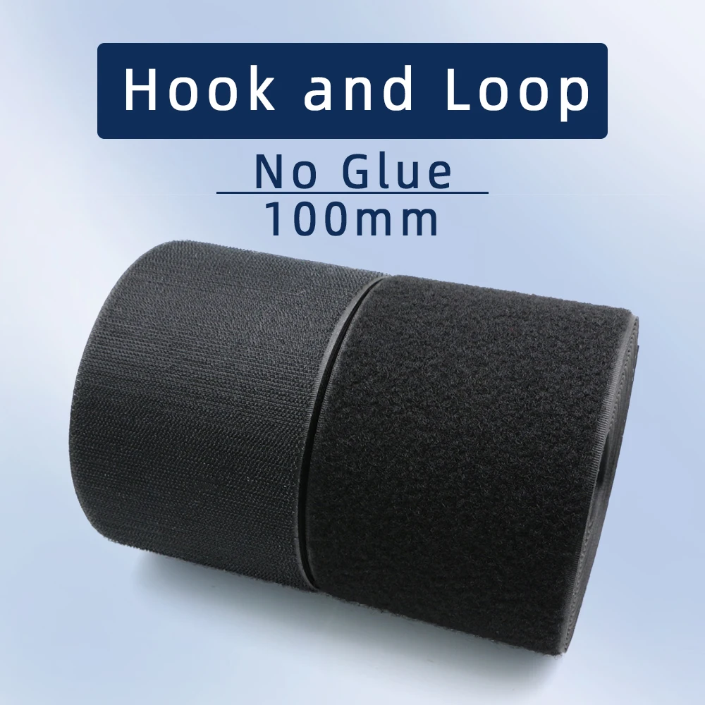 Baiann 100mm Non-adhesive Hook and Loop fastener Tape Sewing-on the hooks adhesive Magic tape DIY Black and White