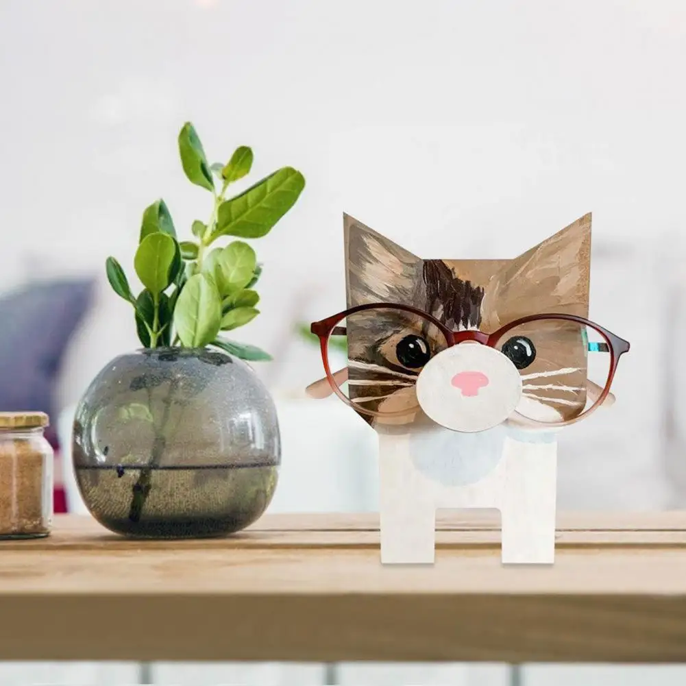 Helpful Glasses Holder Animal Shape Glasses Stand Wooden Ornament Cute Pet Dog Cat Fox Sunglasses Eyeglass Display Rack Home Use