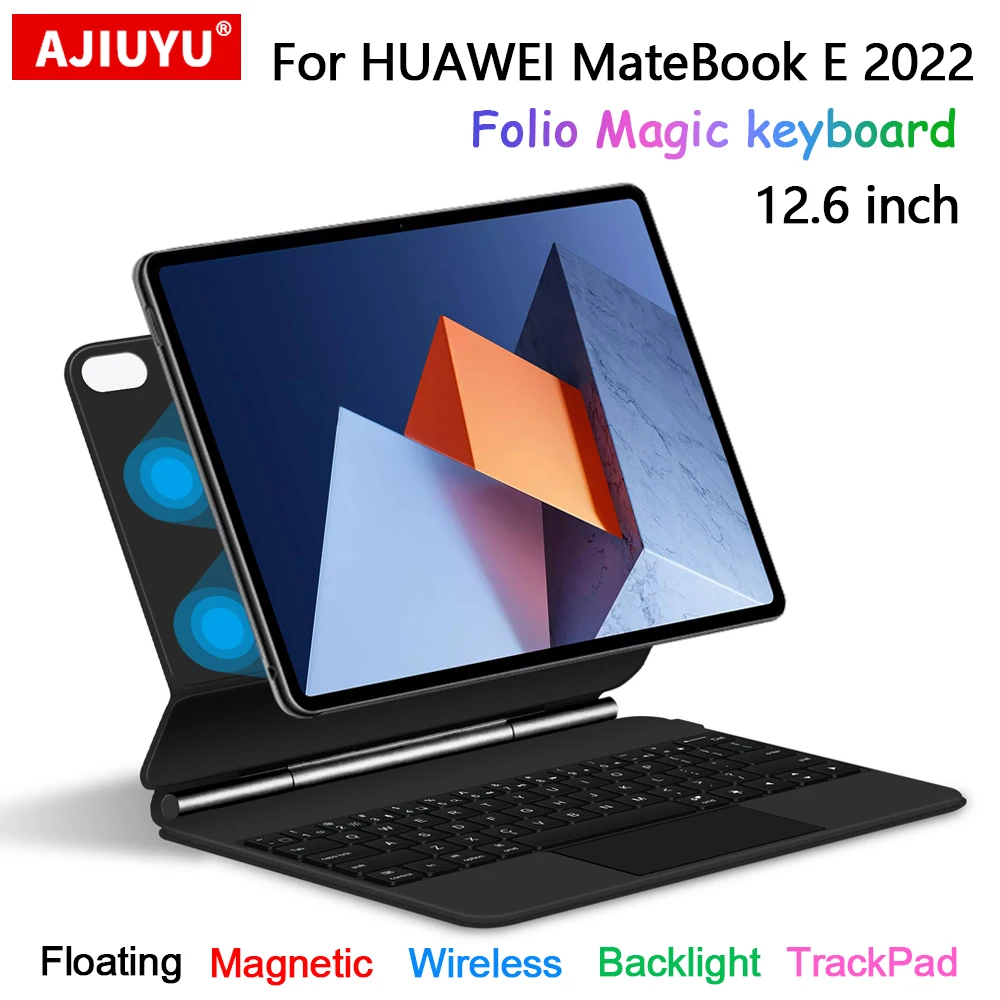 

Чехол для HUAWEI MateBook E 2022 12,6 дюйма, DRC-W58 W56 W76, волшебная клавиатура Folio, подсветка тачпада с арабской, испанской, ивритом, корейской раскладкой