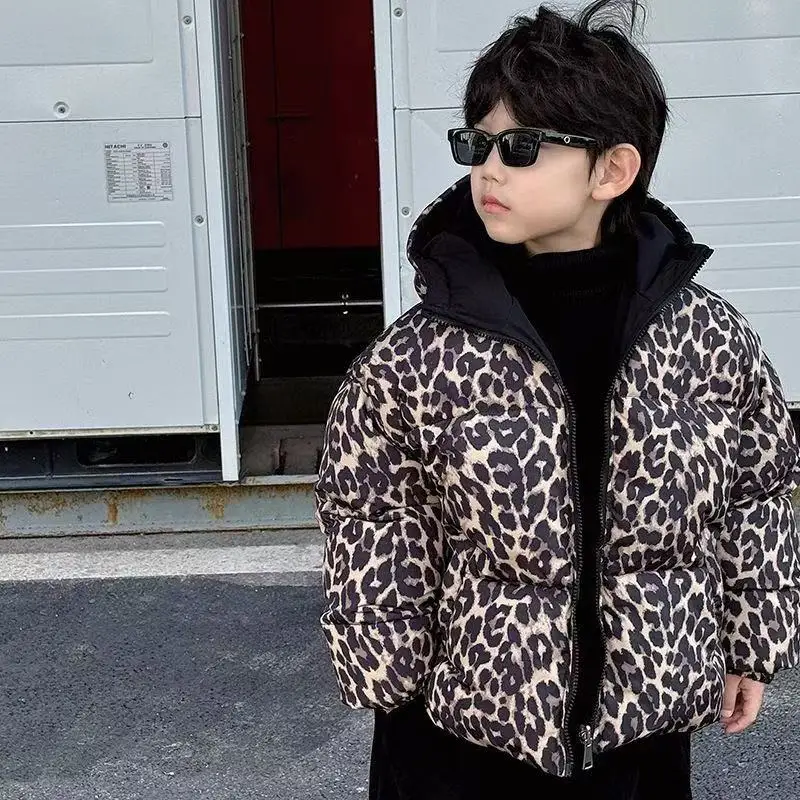 

Boys and Girls' Cotton Jacket for Autumn and Winter Style Children's Handsome Leopard Print Thick Cotton Jacket Girl Cotton Coat