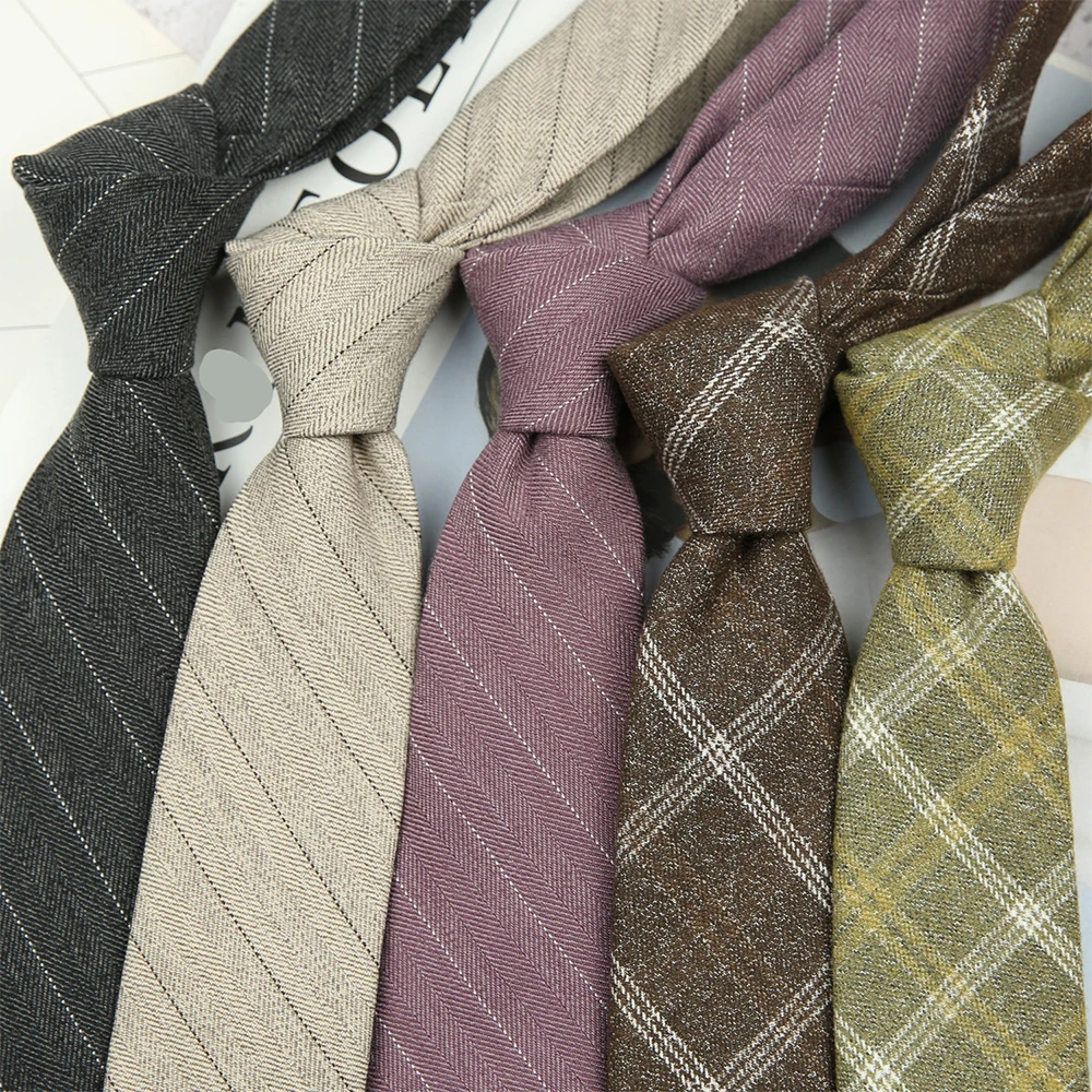 Linbaiway-Corbata de mezcla de algodón y lana Para Hombre, Corbatas de cuello de negocios, corbata de boda Retro Para novio, corbata Para camisa