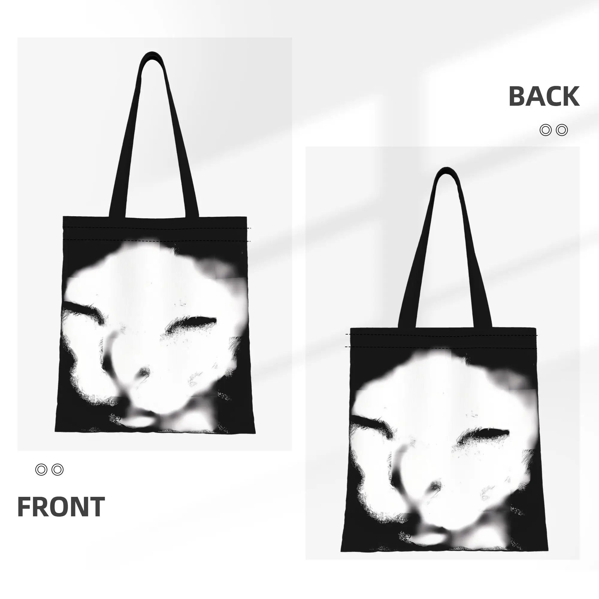 1PC Large Capacity Medicine Cat Ibuprofen Cat Meme Canvas Tote Bag Foldable Chic Pattern No Closed Design