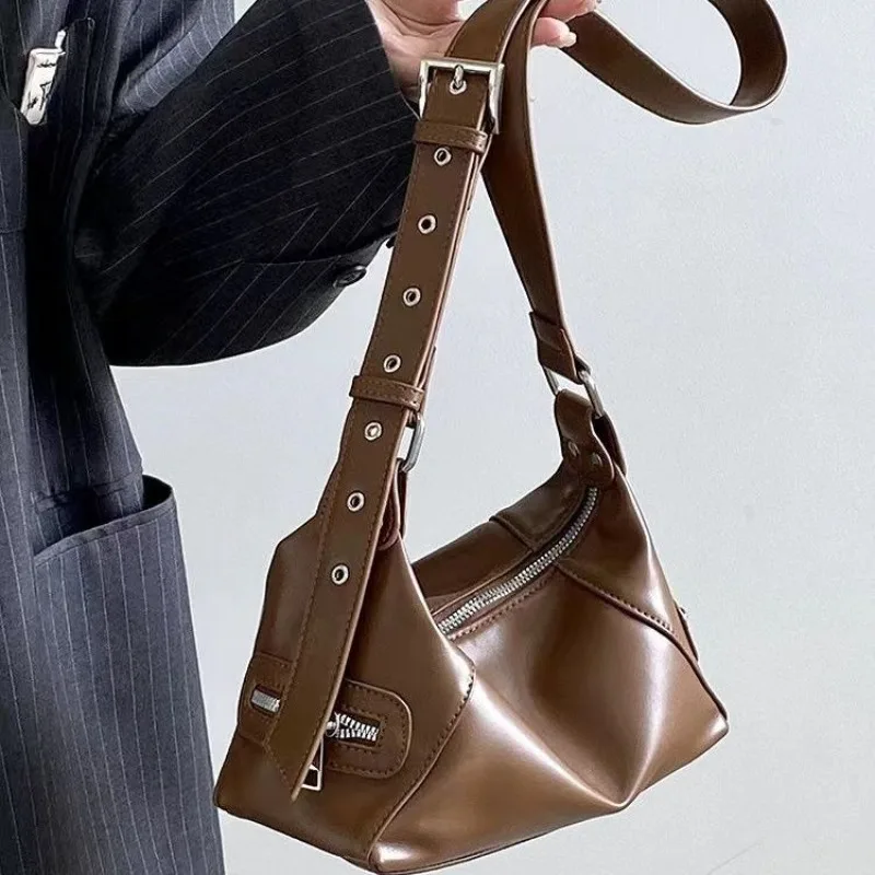 Vintage Thread Y2k Women's Shoulder Bags Cool Hot Girls Crossbody Bag Underarm Bag PU Leather Female Handbags Fashion Purse