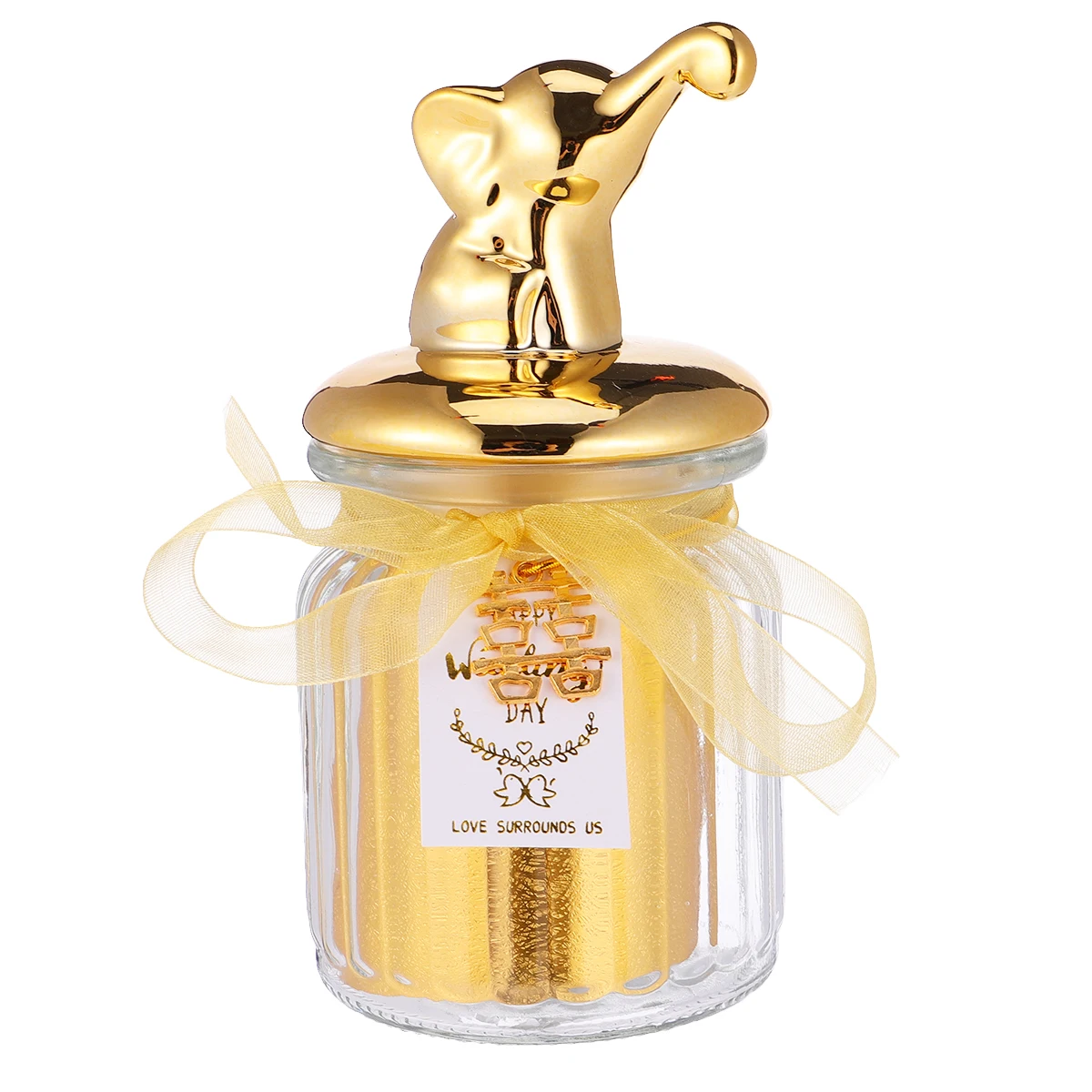 

1Pcs Wedding Glass Candy Box Golden Animal Design Clear Storage Jar Elegant Display for Candies and Small Snacks