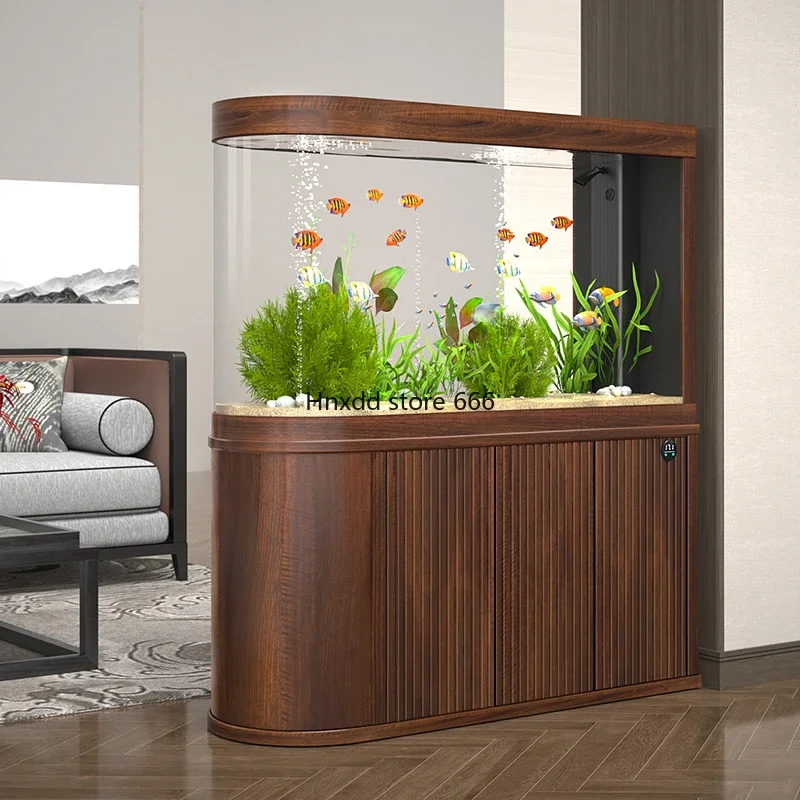 U-shaped bullet fish tank living room large screen bottom filter ecological tank, no water change