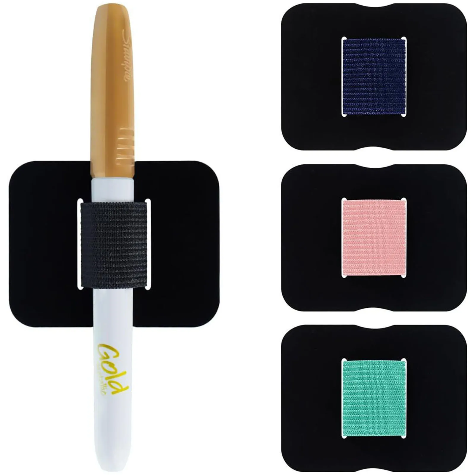 Self-Adhesive PU Pen Holder for Notebooks Leather Pen with Elastic Band for Clipboard Planners Refrigerator Desk Organizing