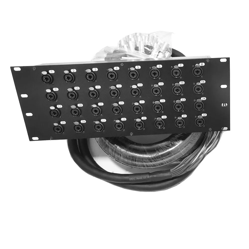 High Quality Audio 4U Rack Mount 32 Channel TRS Combo Splitter Snake Cable - 5Foot and 15Foot XLR Trunks (SARMSS-32x515)