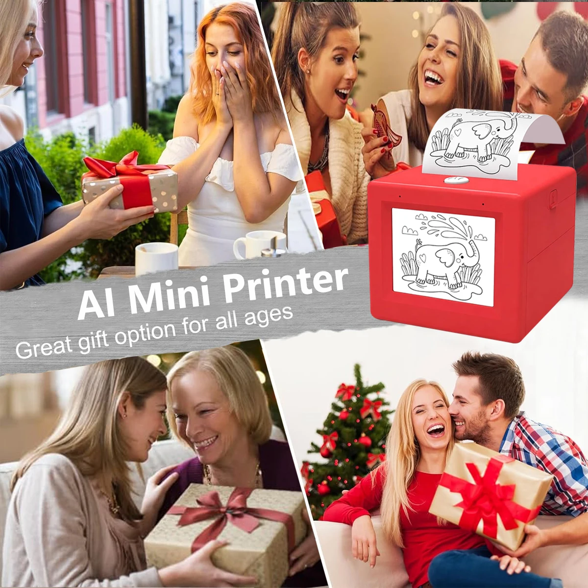 AI Mini Printer, Portable Thermal AI Voice Sticker Printer, for Pictures, Photos, DIY Creative, Home, School, Office, Travel Use