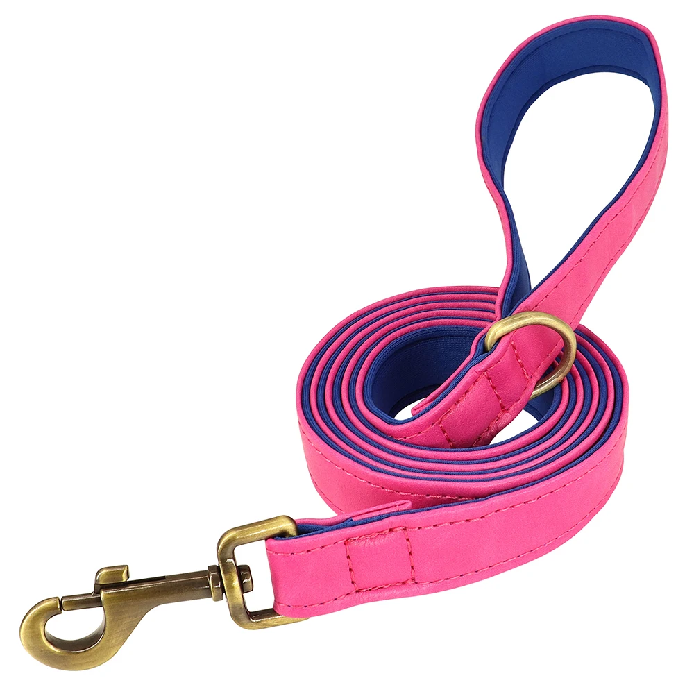 150cm Long Soft PU Leather Padded Dog Leash, Comfortable Pet Walking Training Lead with Handle, Rope for Small Medium Large Dogs view 6
