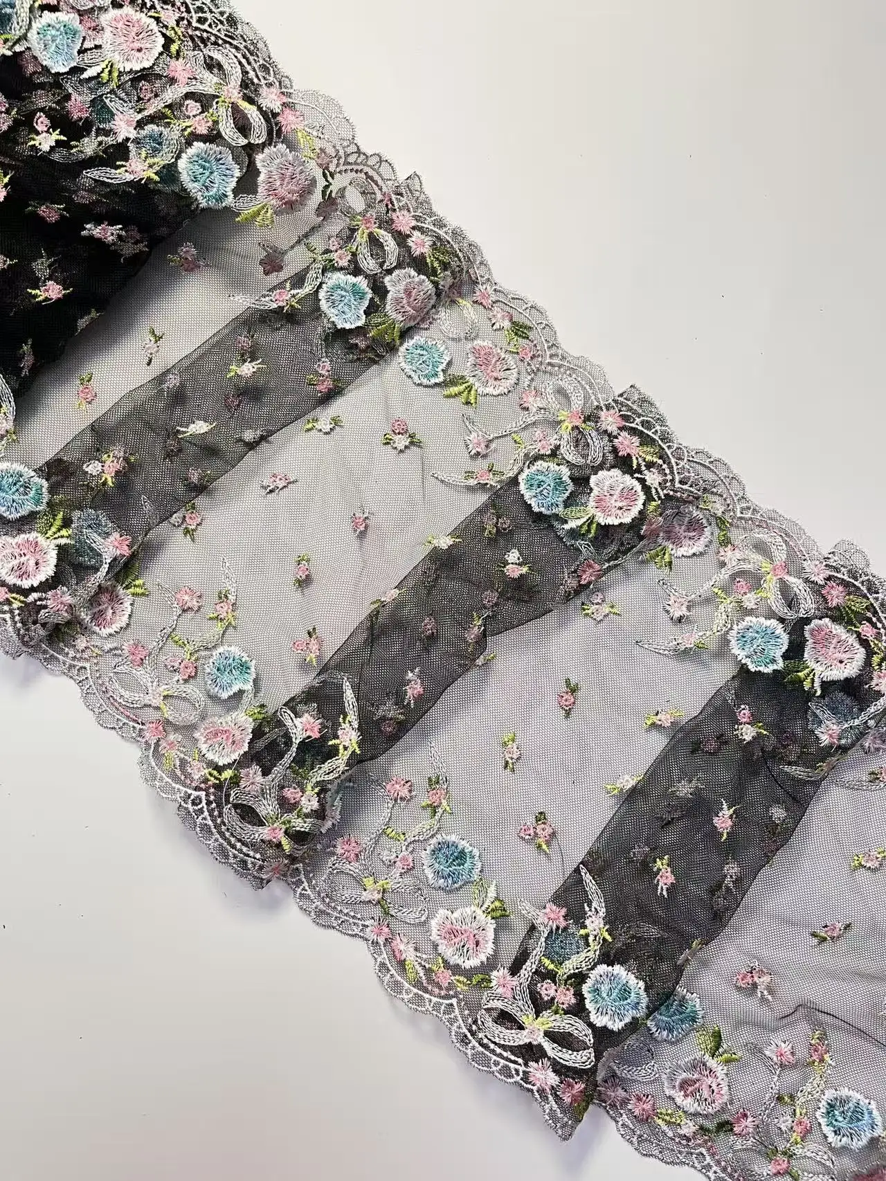 20 yardas colorido bordado Floral tul Bordado Telas De Encaje tela con adornos De encaje para mujer lencería sujetador con 26cm nuevo
