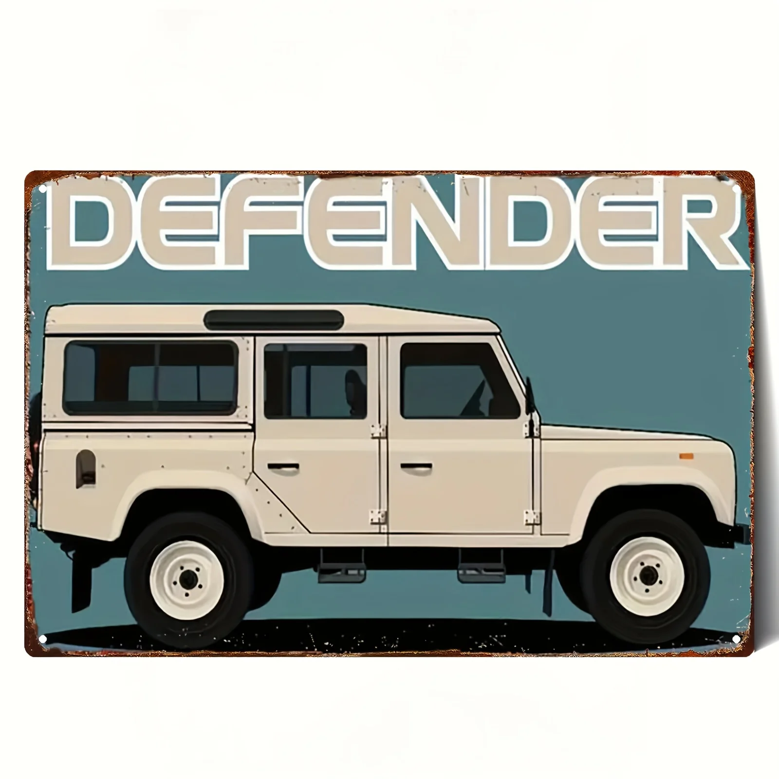 2D Flat - A 2D Metal Iron Sign Featuring a Classic Defender Off-Road Vehicle Design, Measuring 20*30Cm/8*12Inch, Is Perfect for