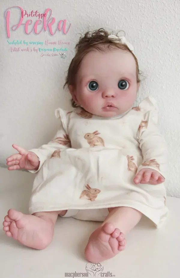 

16inch Unfinished Unpainted Reborn Doll Kit Peeka DIY Doll parts with Belly and Cloth Body