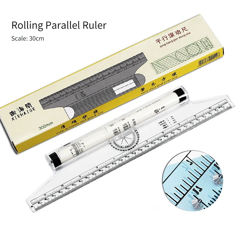 rolamento regua paralela estudante design desenho multifuncional portatil angulo regua escritorio pratico ferramenta de medicao 30cm 01