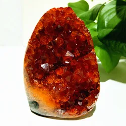 Natural Stones Citrine Geode Quartz Crystal Cluster Mineral Specimen Witchcraft Energy Home Room Decoration