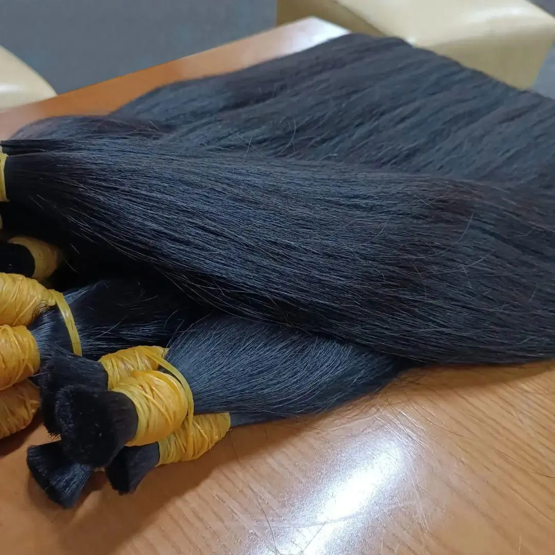 Cabelo humano em massa reto para fornecimento do salão de beleza, cabelo remy brasileiro, sem extensões de trama, 100% cru, 100g por pacote