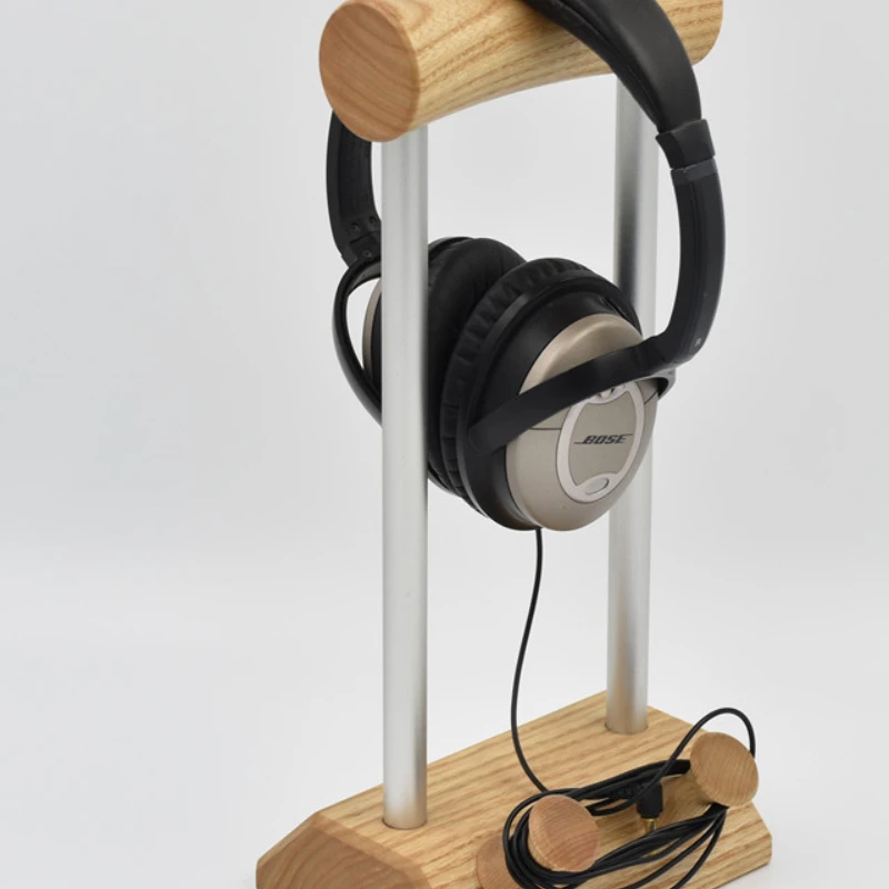 Creative Soild Wood Aluminum Alloy Headphone Stand Custom Manchurian Ash Wire Wound Headphone Stand Wooden Airpods Max Stand