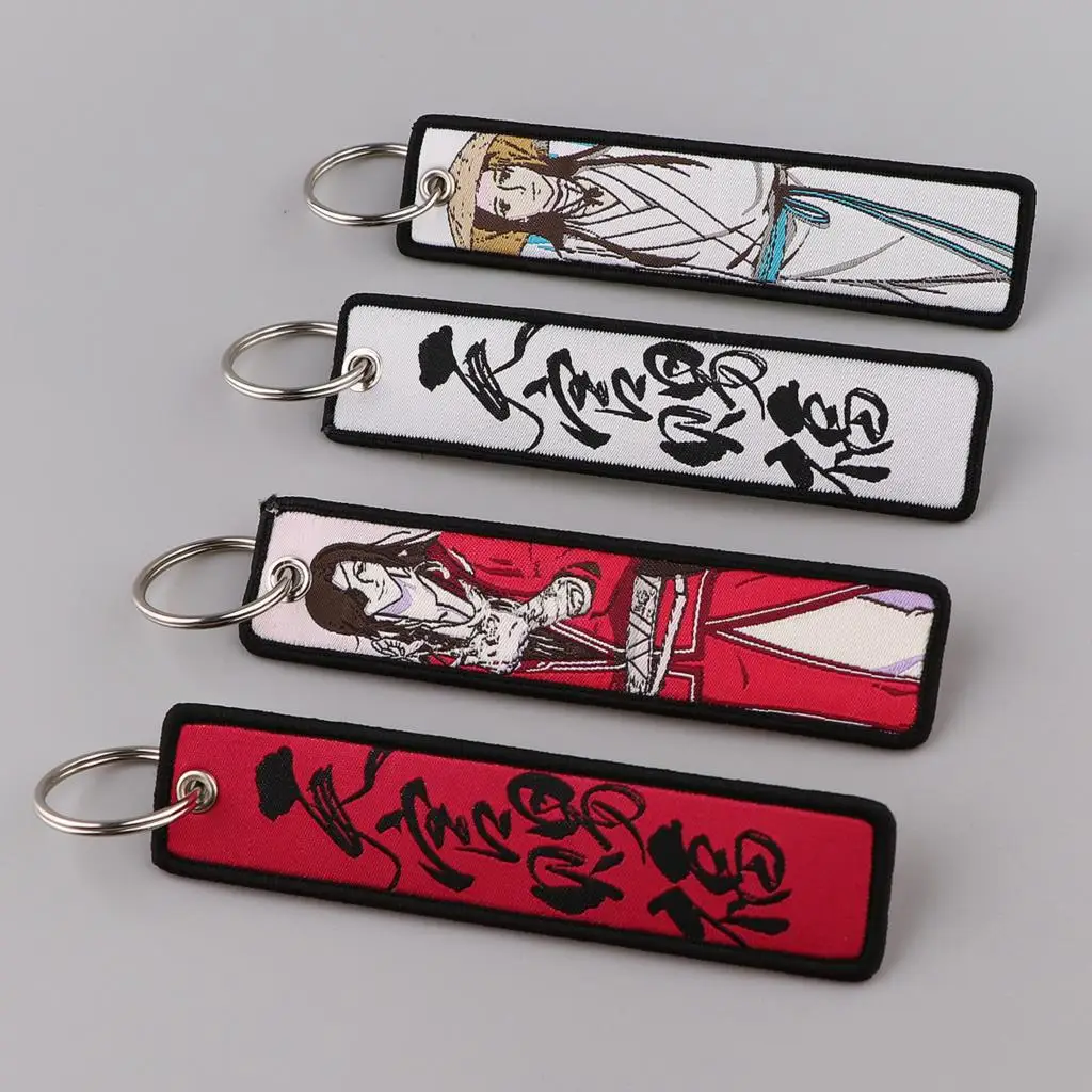 Anime Tian Guan Ci Fu Xie Lian Hua Cheng Keychain for Motorcycles Embroidery Key Fobs Holder Key Rings Key Tag Accessories