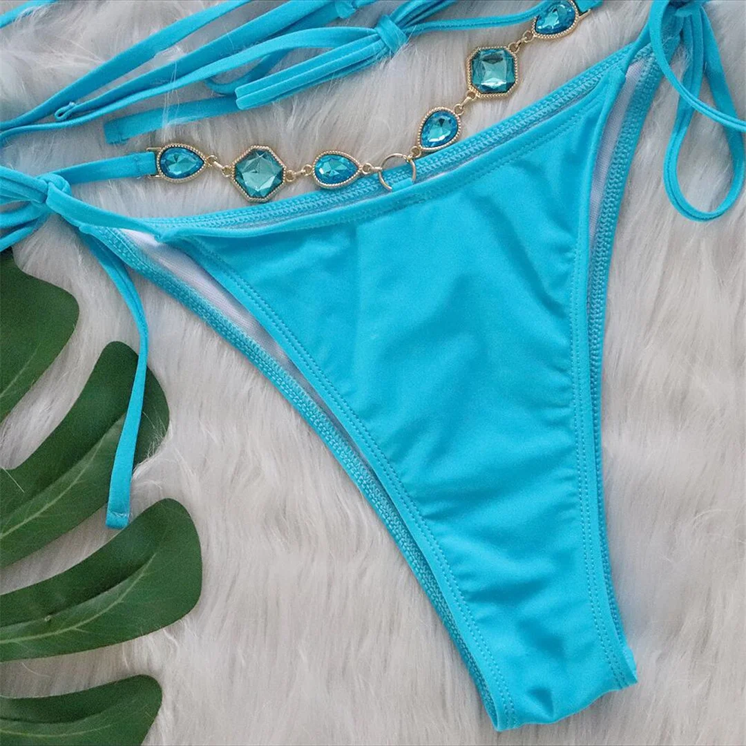 Sexy Bikini mit Diamant-Strasssteinen, Wickel-Bikini, Damen-Badeanzug, zweiteiliges Bikini-Set, Badebekleidung, Badeanzug, Schwimmbekleidung V5167 – Detail 30