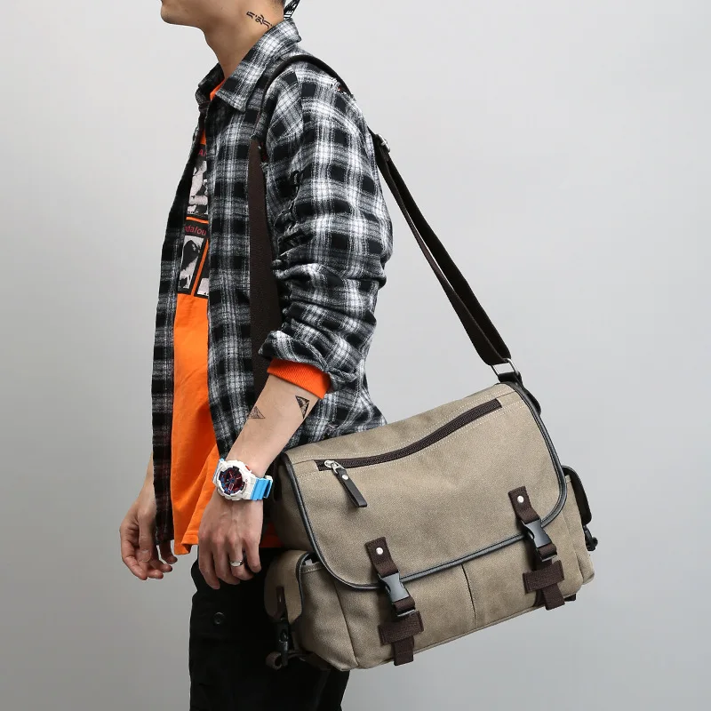 Men Canvas Shoulder Bag Male Crossbody Bag For Men‘s Sling Bag Business Handbag Messenger Bag