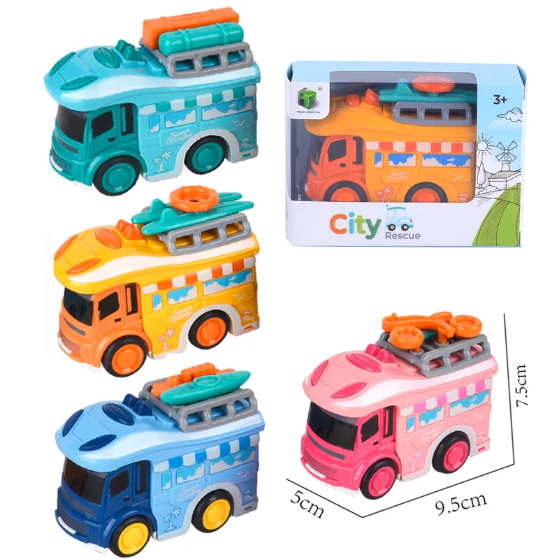 Jouet de dessin animé pour bébé, voiture Mini Press Go, véhicules à inertie, voitures à tirer, Montessori, jouets rampants précoces pour les tout-petits