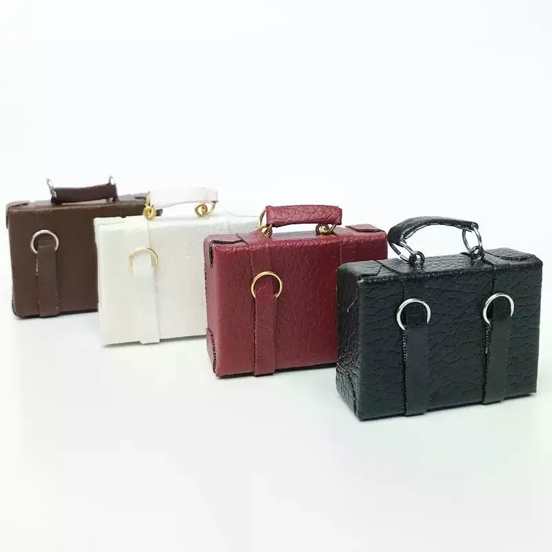 Microcasa de muñecas en miniatura a escala 1:12, caja de cuero Retro, maletín, modelo de maleta, decoración de juguete para accesorios para casa de muñecas, 1 Uds.