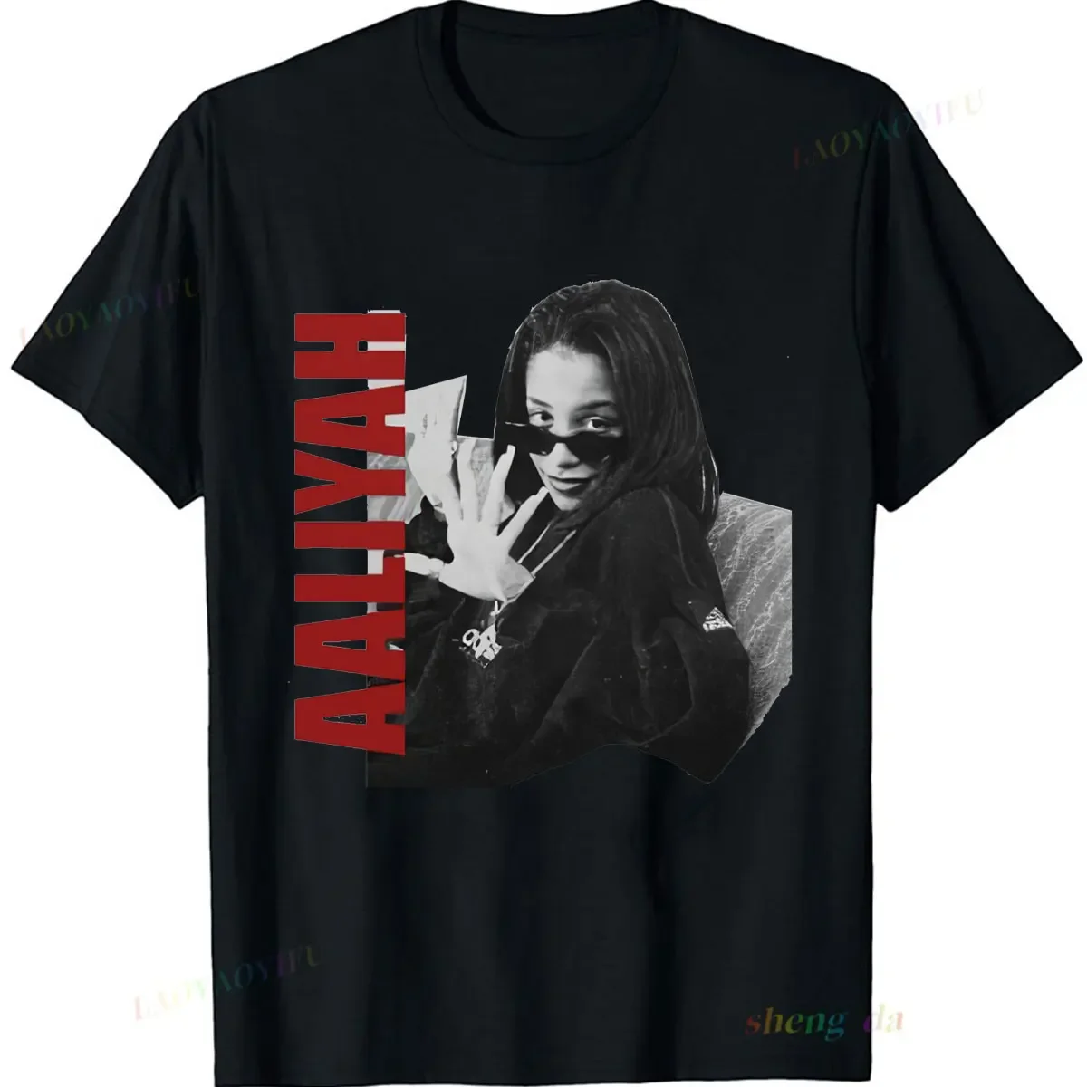 تي شيرت Playeras Aaliyah للجنسين بأكمام قصيرة مطبوع عليه رسومات مخصصة من القطن الخالص وياقة دائرية ملابس Camisetas