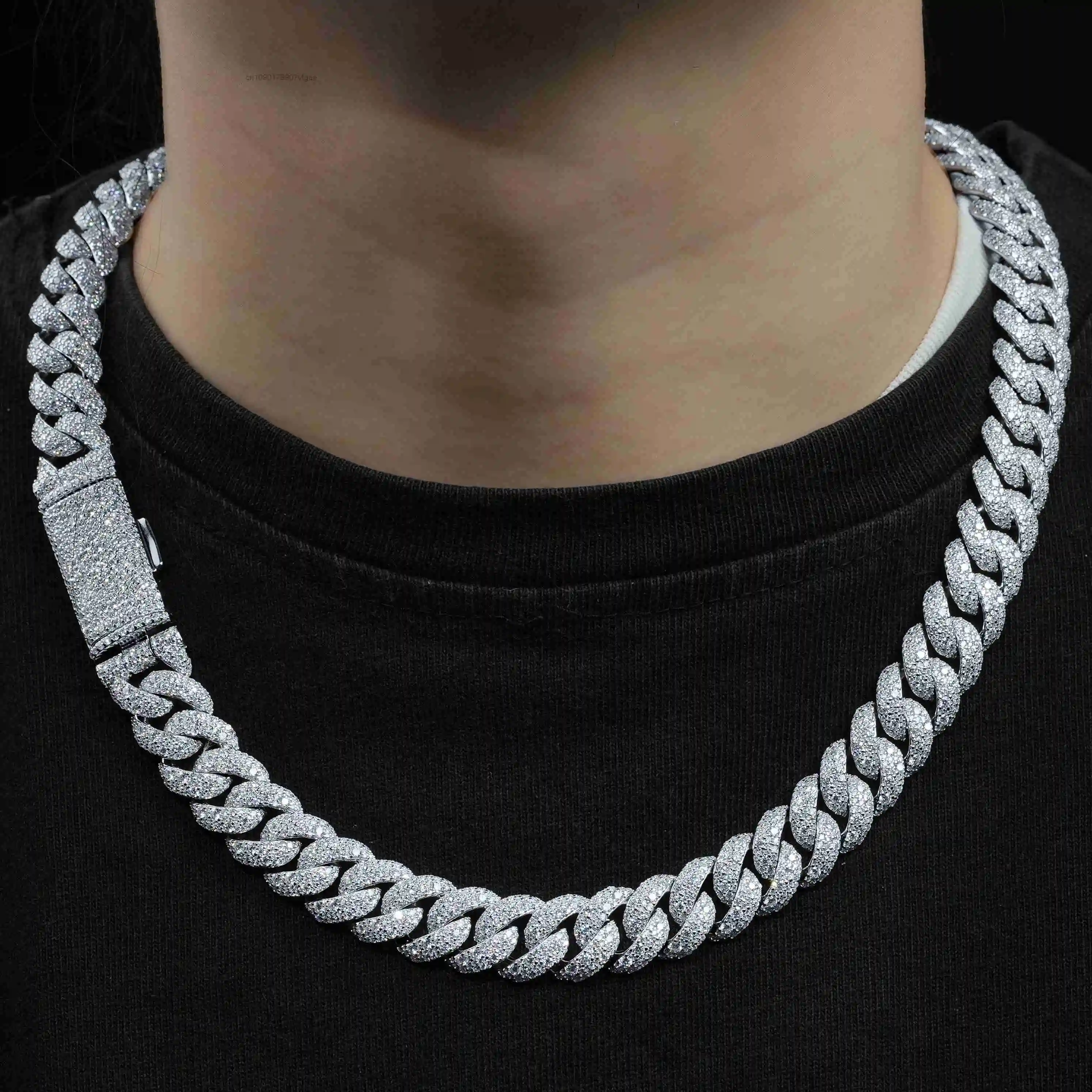 18mm 16mm 20mm Moissanite Cuban Link Chain Hip Hop 925 Silver Rose Gold/Gold/Silver Plated GRA Certified Dope Jewelry Necklace.