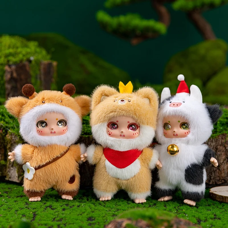 Jouets en peluche chat série animaux 15cm, vache, chaton et cerf aux couleurs vives, poupée en vinyle, jouets pour enfants, cadeaux d'anniversaire pour filles, décor de sac à dos