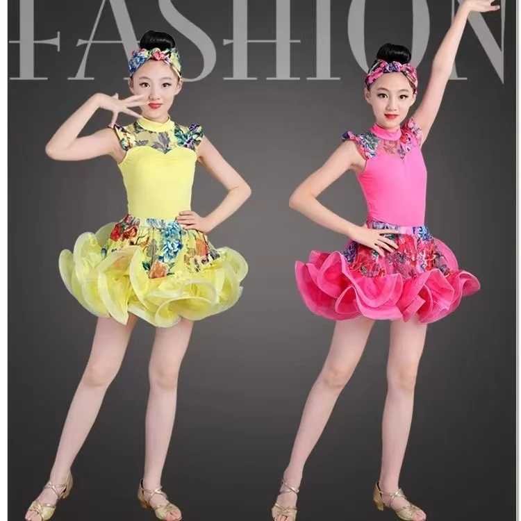 

Сине-красное профессиональное платье для латинских танцев для девочек, детская одежда для бальных танцев, сальсы, детская праздничная сценическая одежда, костюмы