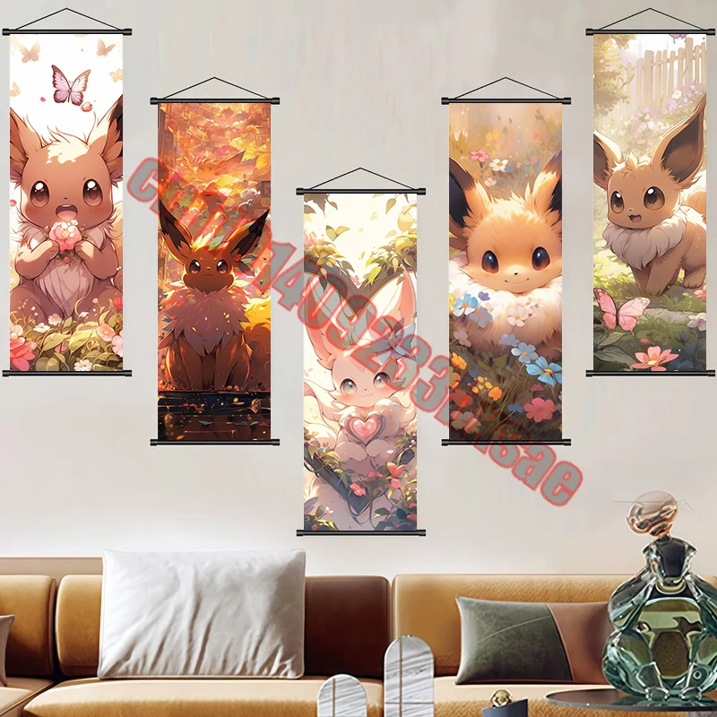 

Classic Anime Pokemon Eevee, Pikachu HD Premium Art Reel Drawing Poster Suitable for Living Room Wall Decoration Children's Gift