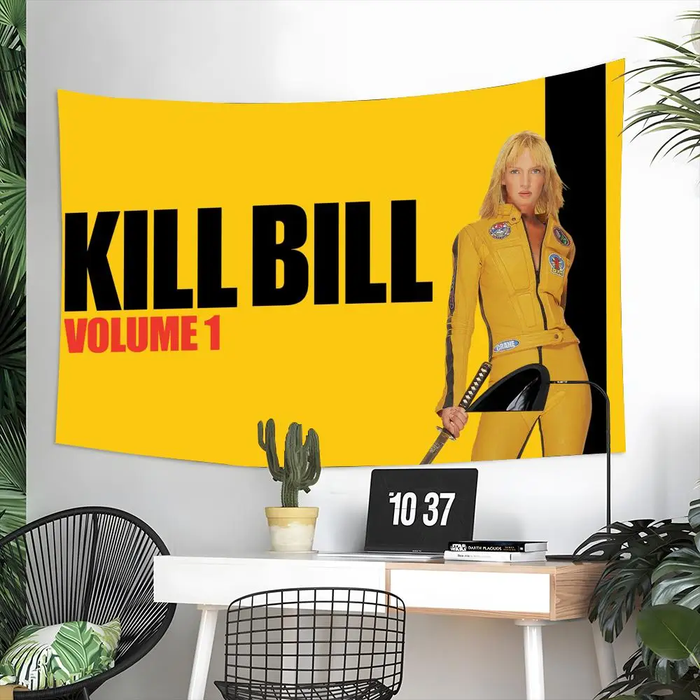 Classic Movie K-Kill Bill Tapestry Aesthetic Wall Hanging Decor Microfiber Fabric Art for Bedroom Living Room Home