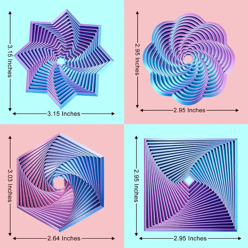 4 Pcs Fractal Fidget Hexagon, Stress Relief Sensory Toys for ADHD,Autism Whirling Spiral Design,Colorful Fidget Toy Christmas