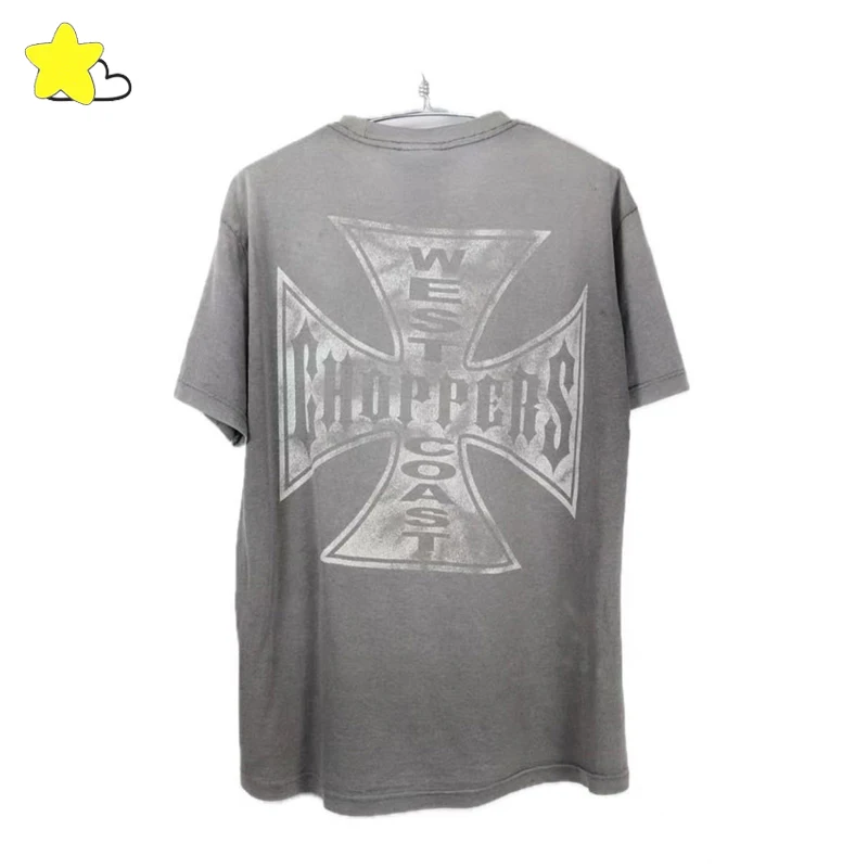 

Винтажная потертая серая футболка Fade West Coast Choppers для мужчин и женщин, хлопковая футболка лучшего качества, футболка большого размера с короткими рукавами, топ