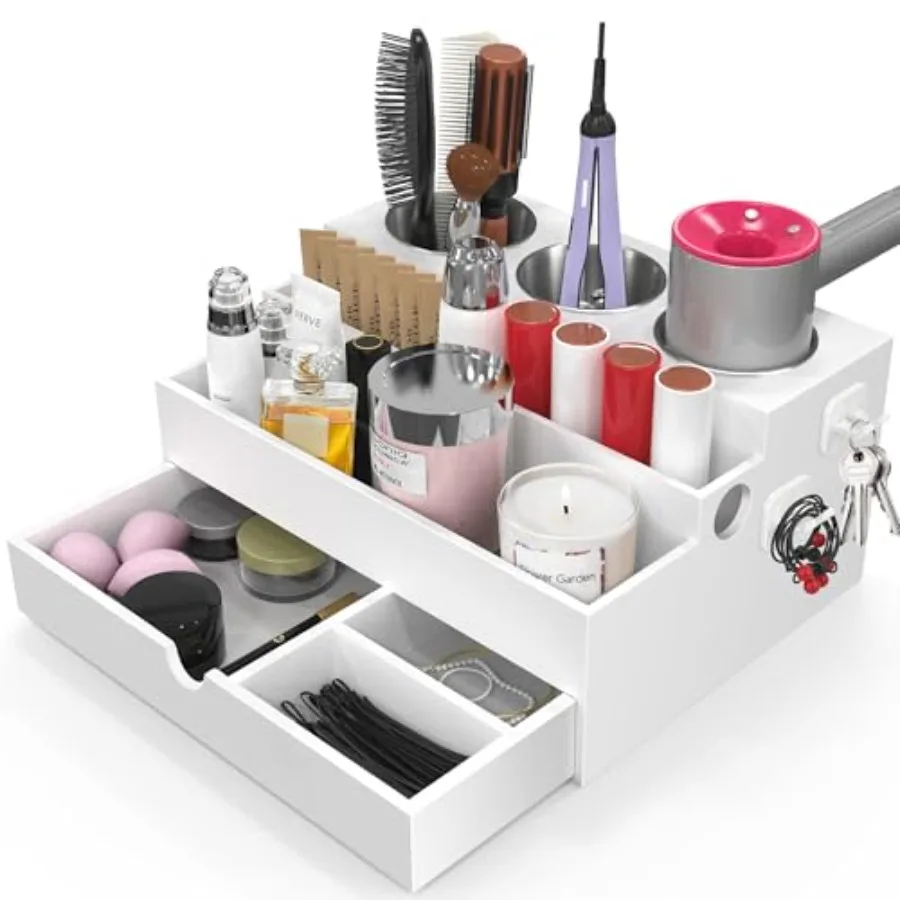 

Органайзер для пневмоинструмента, деревянная сушилка для инструментов, 3 стакана из нержавеющей стали, для хранения инструментов для укладки волос и других инструментов