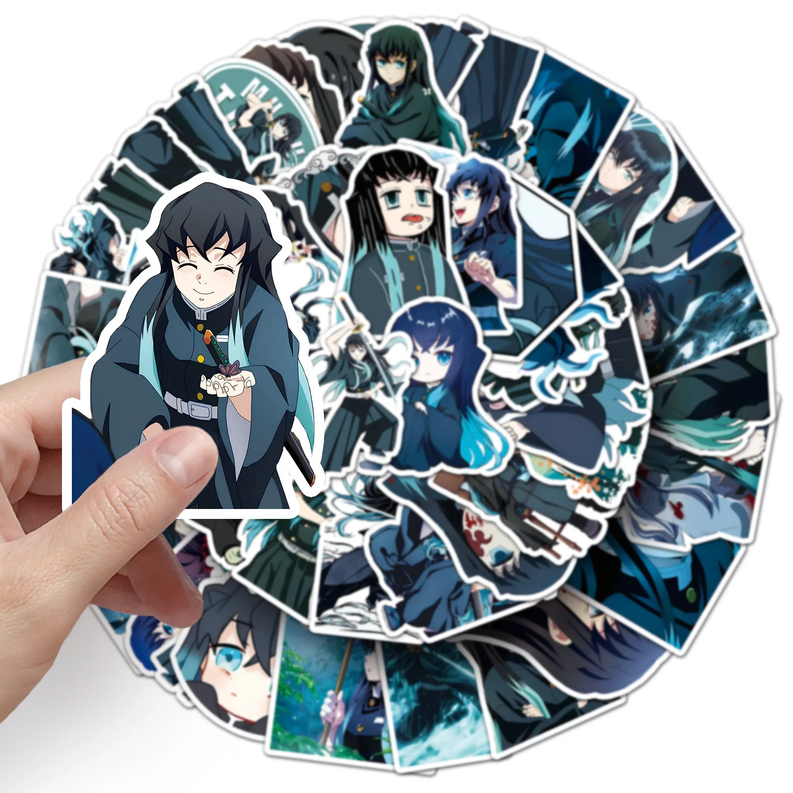 

10/50PCS Tokitou Muichirou Stickers Demon Slayer Cartoon Sticker Cool Anime Graffiti Toy Suitcase Laptop Guitar Car Bike Decals