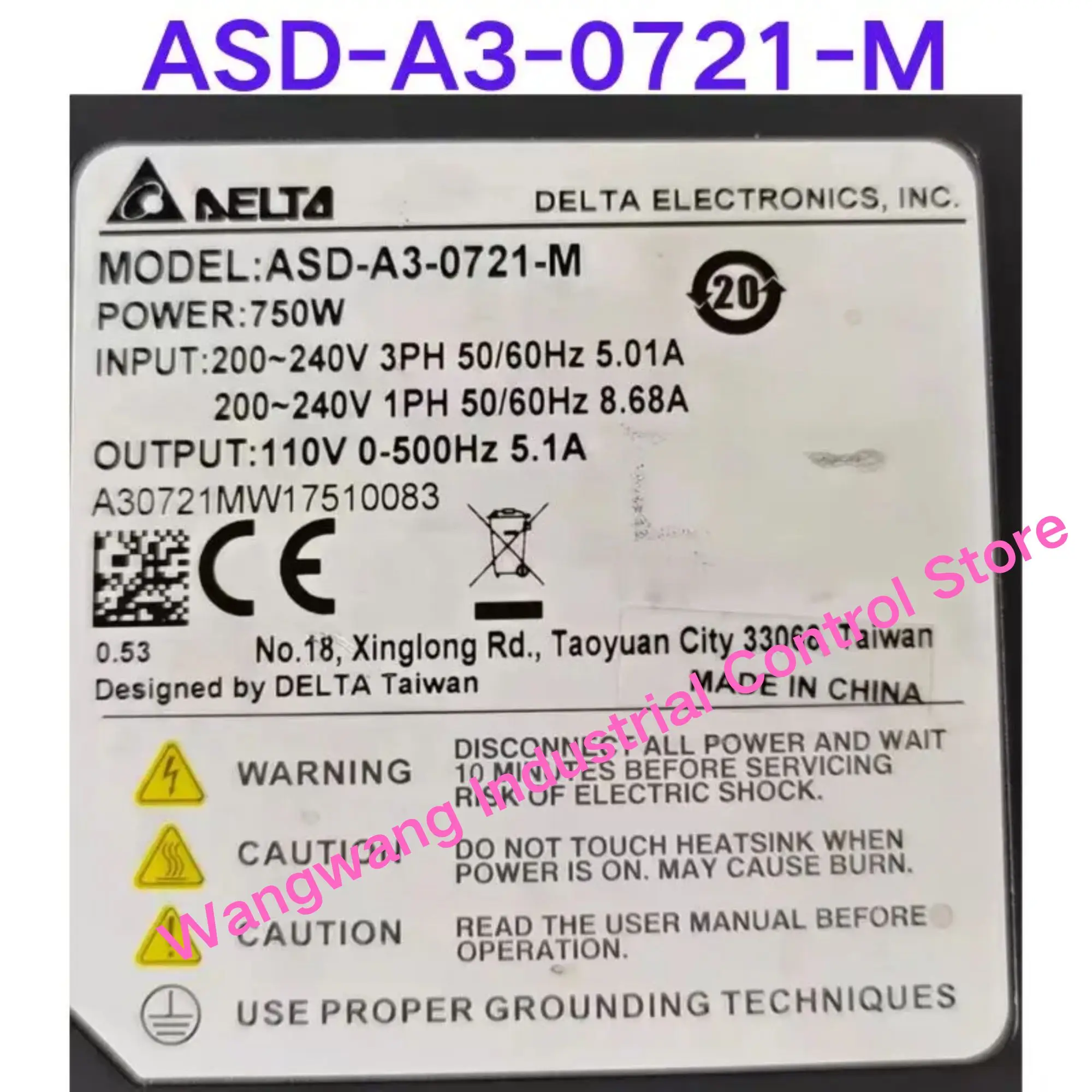 Second-hand test OK , A3 series servo drive  ASD-A3-0721-M