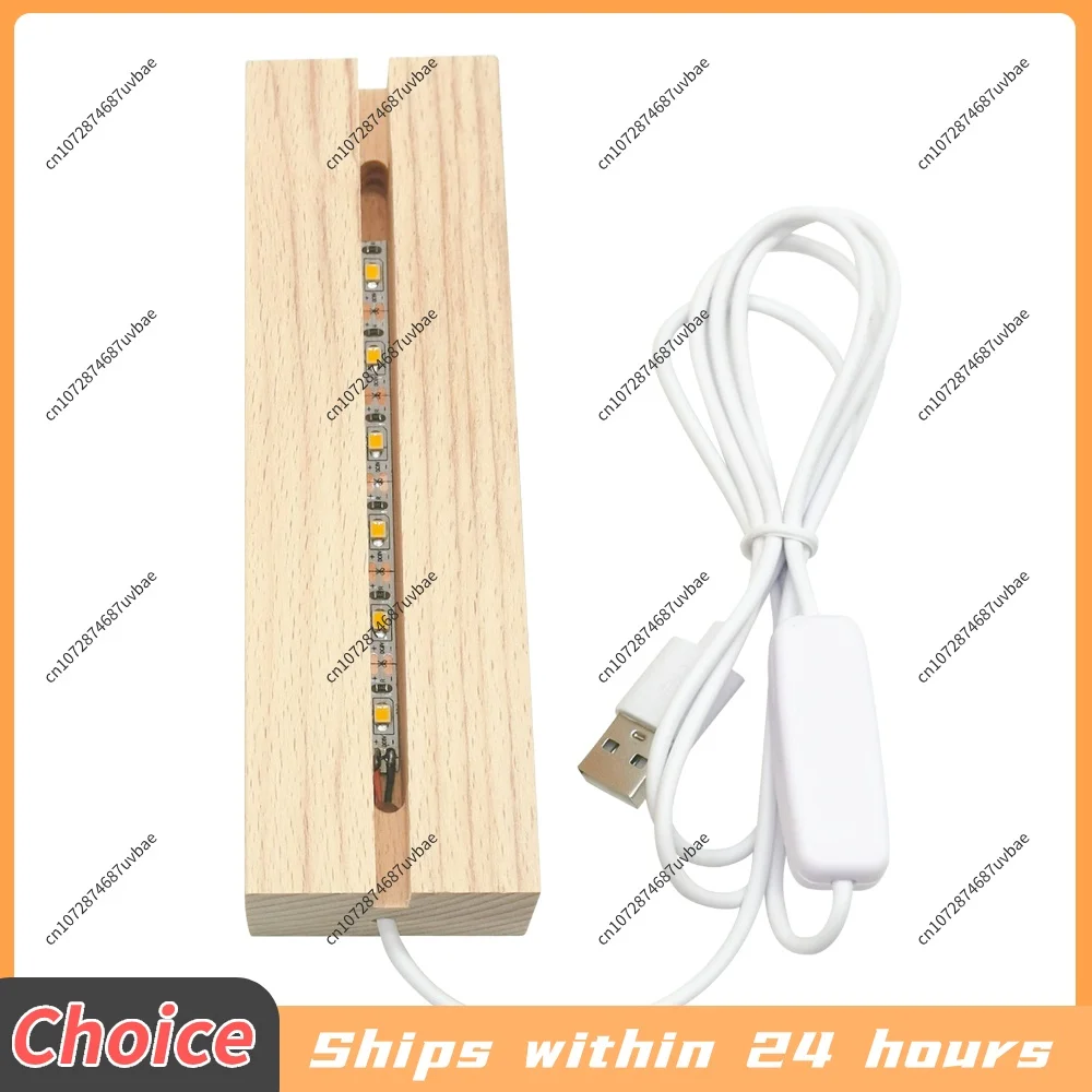 1-10pcs LED Wood Light Display Base Crystal Wooden Lighted Base Stand Acrylic Light Plate Base for Resin Art Lights Ornament