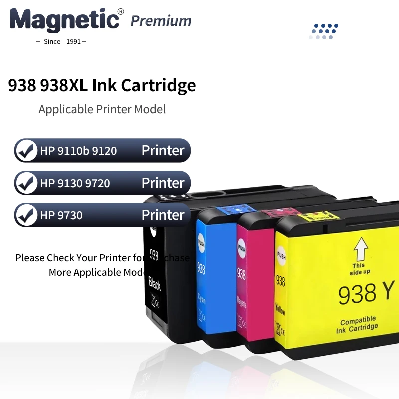 Cartouche d'encre Compatible 938 938XL pour imprimante HP 938XL, pour imprimante HP Officejet Pro 9110b 9120 9130 9720 9730 avec puce